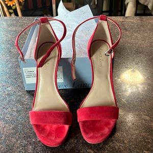 PRICE DROP ….Red Open Toe -Wrap Ankle Heels-Size 8 1/2